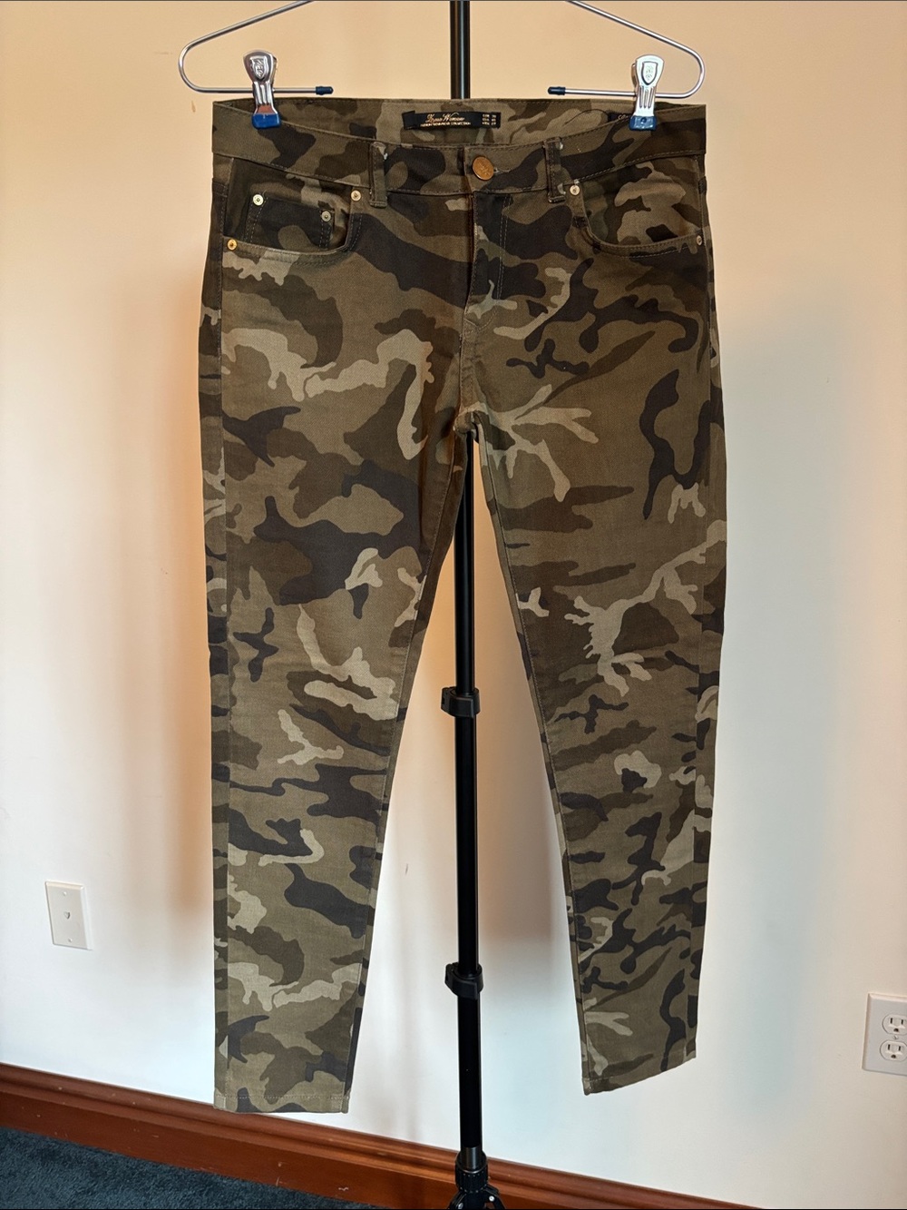 Zara Woman Premium Collection Olive and Dark Green Camo Skinny Jeans